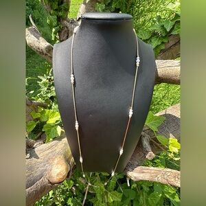 Gold coated chain with seed pearl necklace